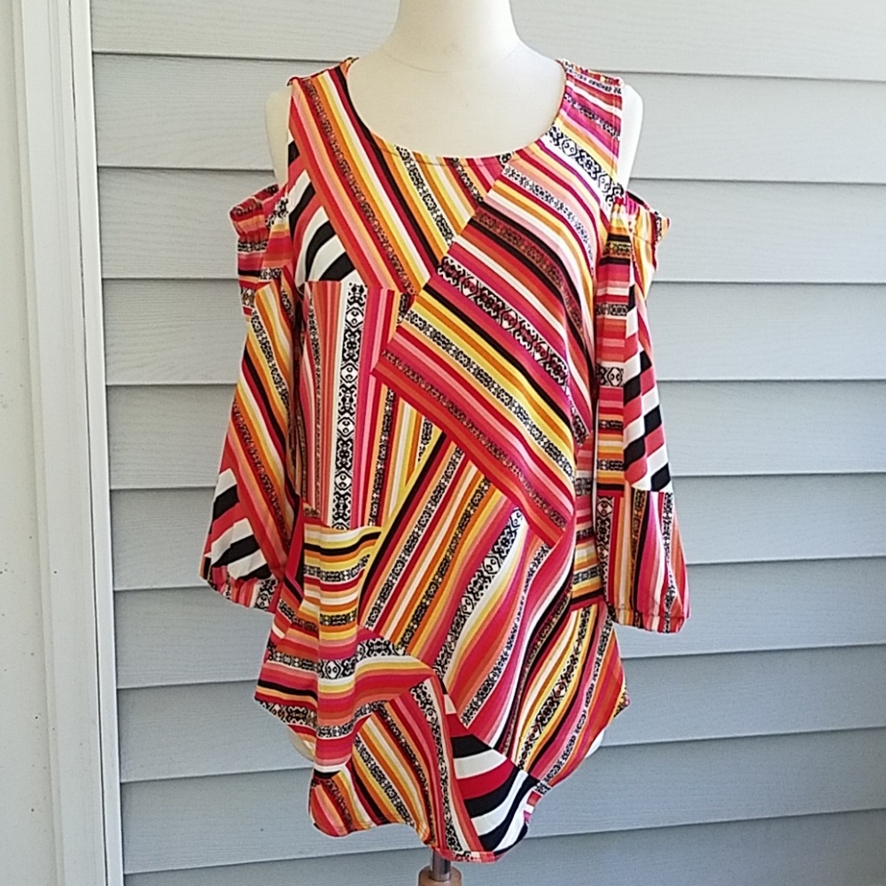 New Direction Multi Colored Striped Top
